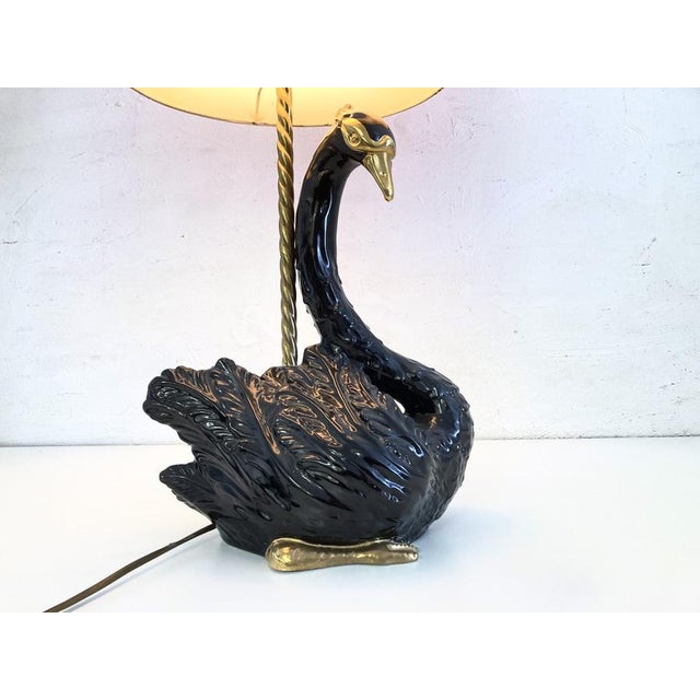 Sculpable Ceramic Table Lamp with Swan by Ceramiche Zanotto, Bassano, 1960s For Sale - Image 10 of 18