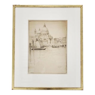 Antique Venice Basilica Di Santa Maria Della Salute Etching by Andre Smith 1913 For Sale