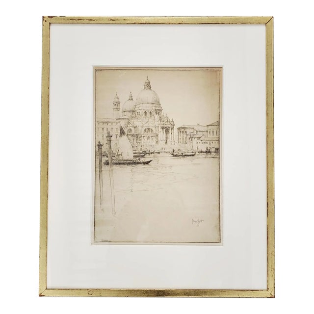 Antique Venice Basilica Di Santa Maria Della Salute Etching by Andre Smith 1913 For Sale