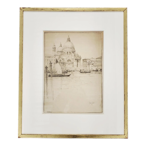 Antique Venice Basilica Di Santa Maria Della Salute Etching by Andre Smith 1913