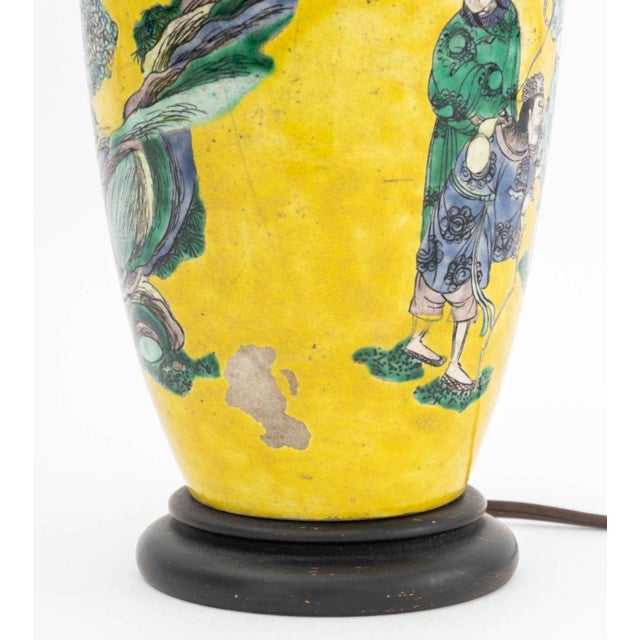 Early 20th Century Chinese Famille Jaune Porcelain Vase as Lamp For Sale - Image 9 of 9