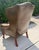 Animal Skin Vintage Ethan Allen Leather Wingback Armchair With Carved Claw Feet For Sale - Image 7 of 12