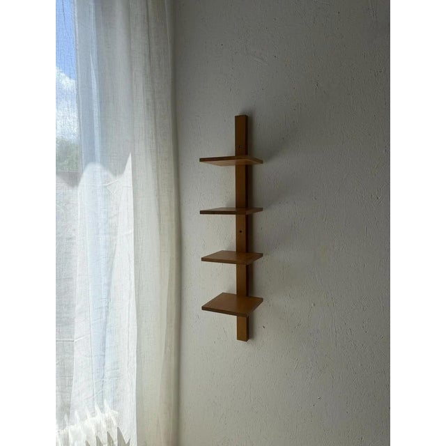 Wood Mid Century Solid Oak Asymmetrical Wall Rack For Sale - Image 7 of 10