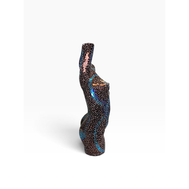 Postmodern Signed Carol Hall 31" Mosaic Glass Female Torso Sculpture "Bronzed Beauty" For Sale - Image 3 of 8
