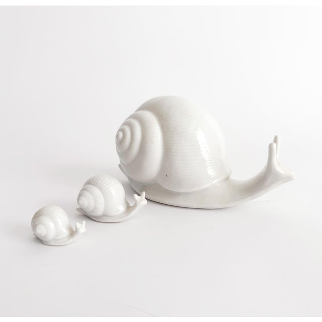 Playful, sculptural ceramic snail family finished in a glossy white. This charming set adds a whimsical touch to any...