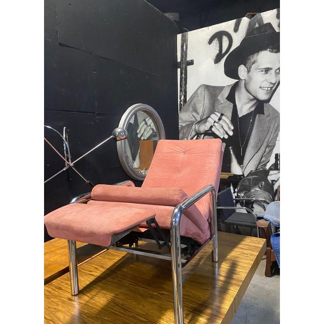 Pink Ultrasuede Recliner Attributed to Milo Baughman For Sale - Image 9 of 9