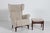 Animal Skin Set of Sheepskin Wingback Lounge Chair Model FH 8023 with Ottoman from Fritz Hansen, Denmark, 1950s For Sale - Image 7 of 12