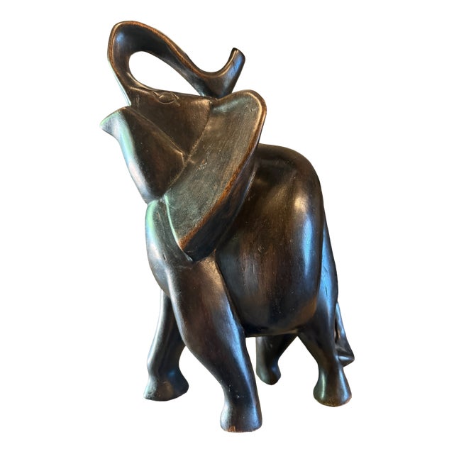 Mid Century Hand-Carved Dark Hardwood Elephant, 1970s For Sale