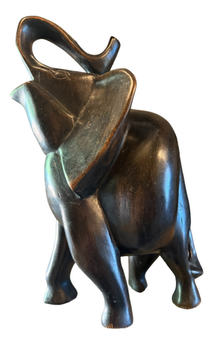Mid Century Hand-Carved Dark Hardwood Elephant, 1970s