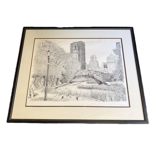 Printmaking Materials 1979 Signed Lithograph of Central Park New York by Delbart Duchein For Sale - Image 7 of 9