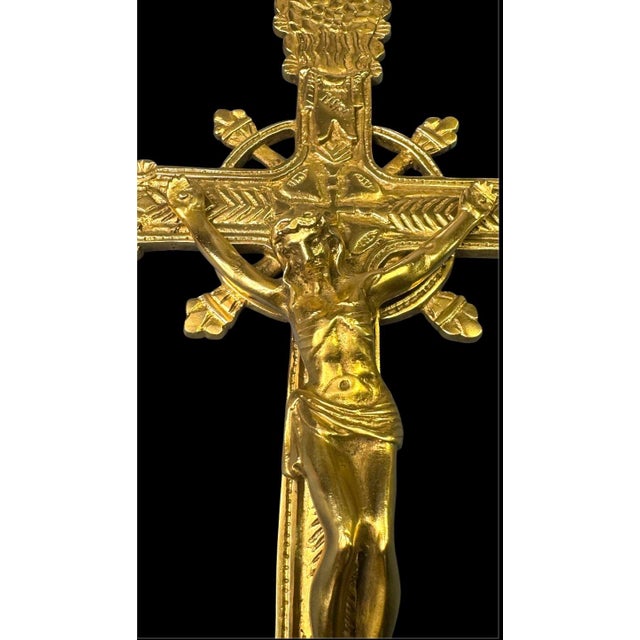 French Antique French Gilt Bronze Altar Crucifix For Sale - Image 3 of 5