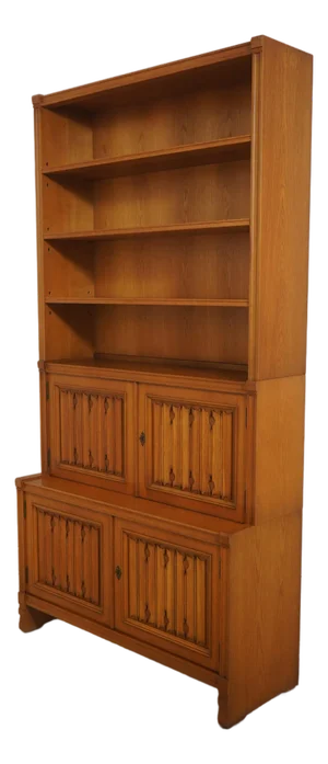 1950s German Mid Century Modern 3 Piece Oak Bookcase Cabinet