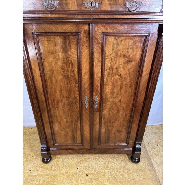 Brown Antique Gründerzeit Vertiko Cabinet in Walnut, 1890s For Sale - Image 8 of 13