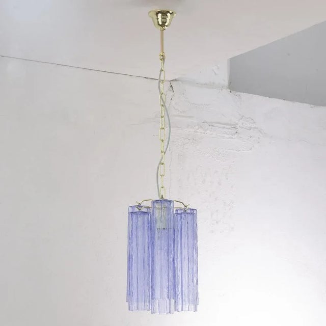 Mid-Century Modern Tronchi Glass Chandelier in Blue Violet, Italy, 1990s For Sale - Image 3 of 12