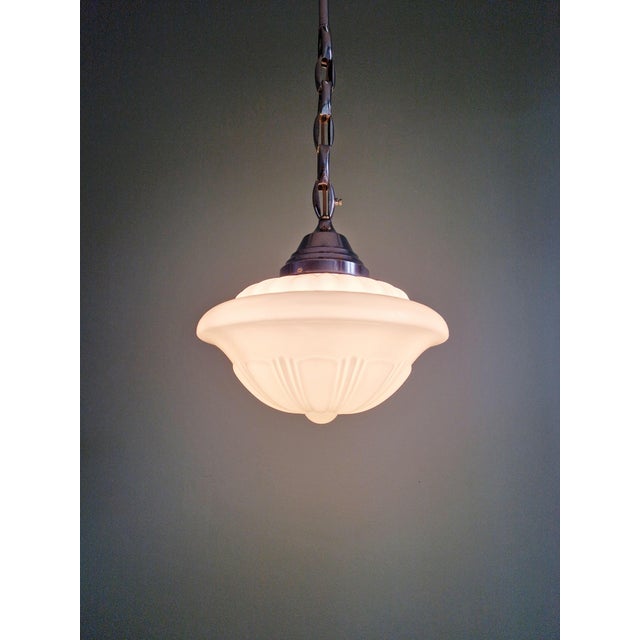 Art Deco Pendant Light in White Opaline from Philips, 1930s For Sale - Image 13 of 14
