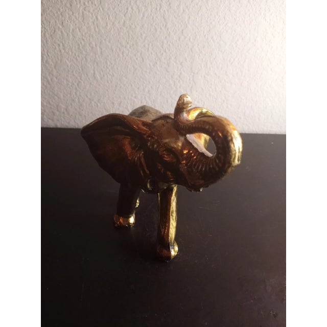 1970s 1970s Gold Tone Pot Metal Trunk Up Lucky Elephant Figurine For Sale - Image 5 of 7