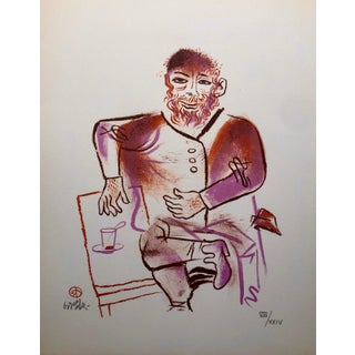 William Gropper, Rabbi, Cup of Tea, Shtetl Americana Judaica Lithograph WPA Social Realist Artist For Sale
