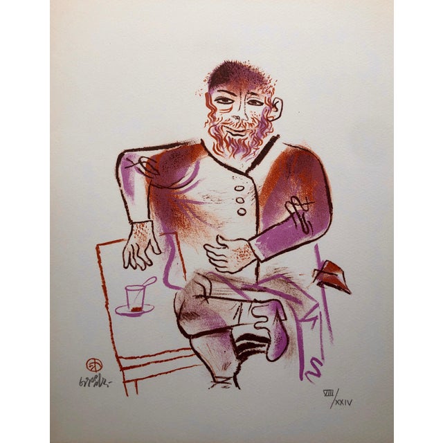 William Gropper, Rabbi, Cup of Tea, Shtetl Americana Judaica Lithograph WPA Social Realist Artist For Sale