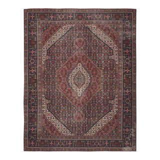 1970s Vintage Persian Handmade Wool 10x12 Red Area Rug For Sale