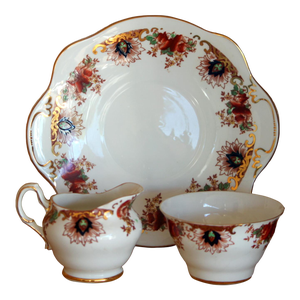 Vintage Royal Tara Ireland Fine Bone China Sugar Creamer Cake Serving Plate Set- 3 Pieces