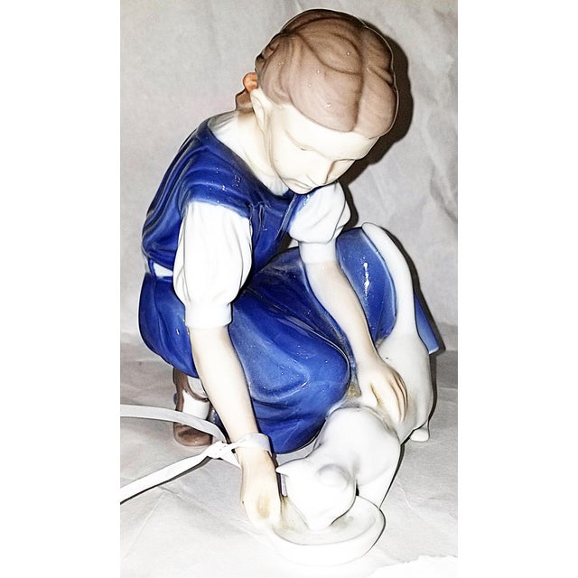 Traditional 1960s Royal Copenhagen Porcelain Figurine, Girl With Cat For Sale - Image 3 of 5