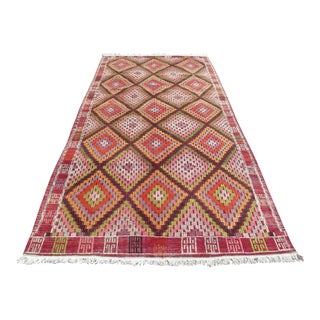1960s Vintage Turkish Handmade Kilim Rug - 61"x118" For Sale
