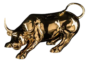 Italian Shiny Gold Ceramic Wall Street Bull Sculpture from VGnewtrend