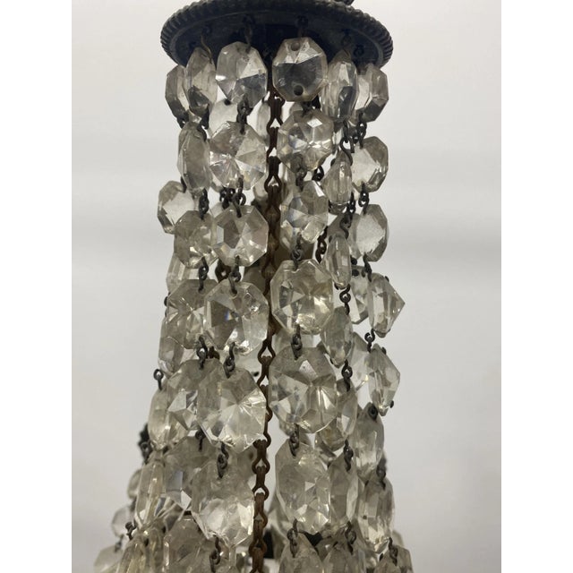 19thc Petite French Regency Bronze W/ Cascading Crystal Chandelier For Sale - Image 4 of 7