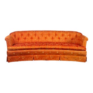 Mid-20th Century Hollywood Regency Chinoiserie Sofa by Henredon W/Chinese Red Floral Brocade Fabric For Sale
