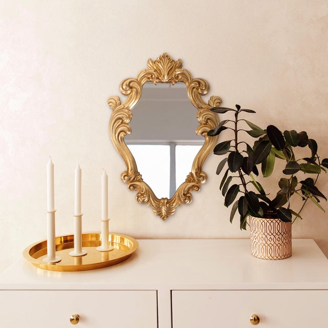 Gold French D' Amboise Collection of Gold Petite Mirrors- Oblong For Sale - Image 8 of 9