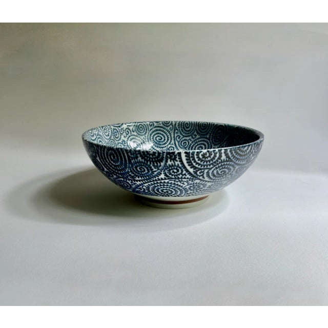 Vintage Japanese Mino Ware "Karakusa" Blue & White Ceramic Bowl For Sale - Image 12 of 12