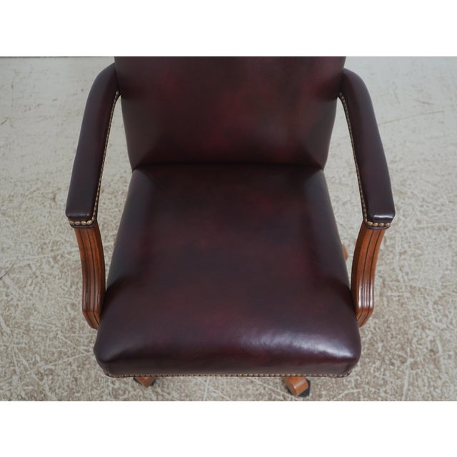 Animal Skin Ethan Allen Burgundy Leather Desk Chair For Sale - Image 7 of 18