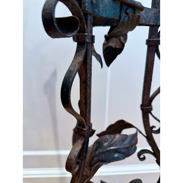 Continental Wrought Iron Tripod Plant Stand With Scrollwork and Foliage Circa 1880 For Sale - Image 17 of 17
