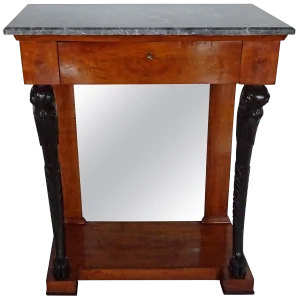 Empire Walnut and Ebonized Console Table