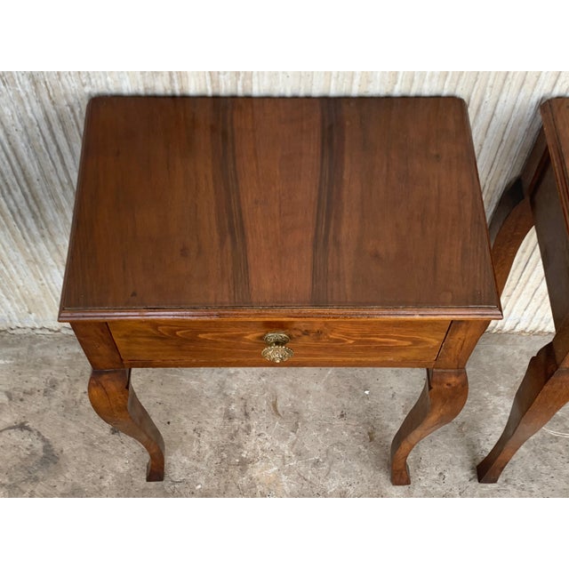 Wood 20th French Louis XV Style Walnut Bedside Tables - a Pair For Sale - Image 7 of 10