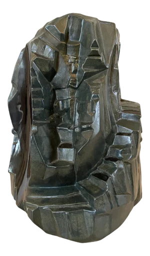 1980s Signed Cubist Brutalist Pottery Ceramic Sculpture