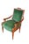 Traditional Vintage French Empire Style Birch Upholstered Library Accent Arm Chair Green For Sale - Image 3 of 13