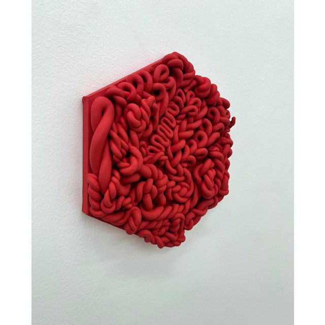Vibrant Pop Art Red Fake Marshmallow Series Sculpture in Clay For Sale - Image 4 of 10