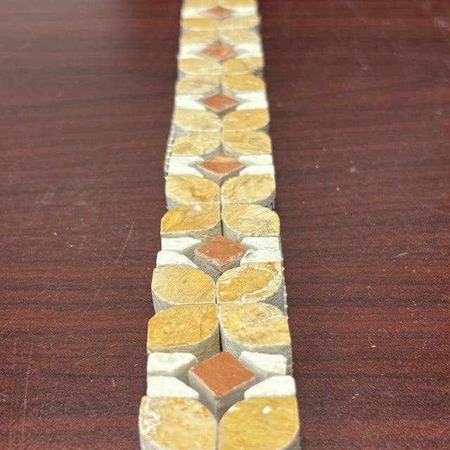 Mediterranean Giallo Marble / Rosso Verona Marble / Botticino Marble Polished Floral Mosaic Liner For Sale - Image 3 of 4