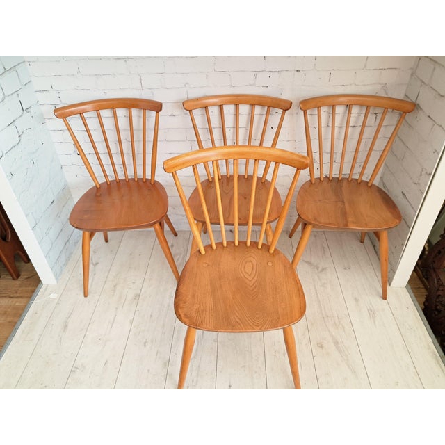 Mid-Century Modern Dining Chairs in Beech and Elm by Lucian Ercolani for Ercol, 1960s, Set of 4 For Sale - Image 14 of 16