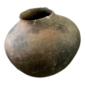 1920s Primitive Clay Smoke Fired Vessel “Black & Sand”