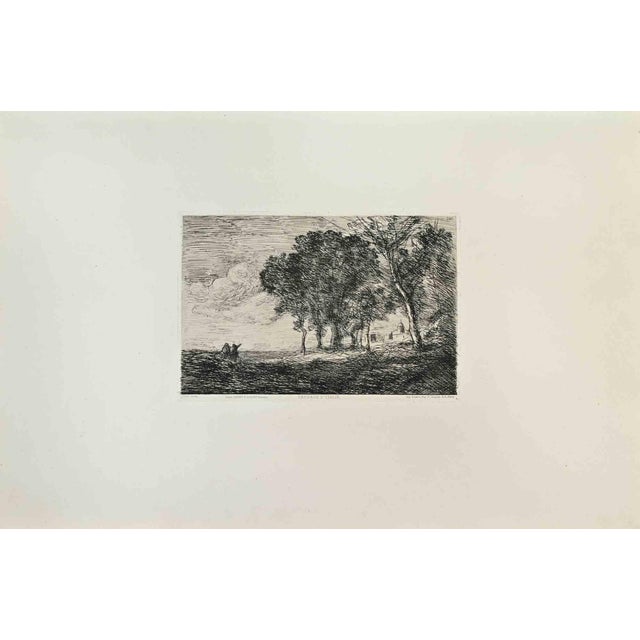 Jean-Baptiste-Camille Corot, Paysage d'Italie, Etching, 1870s For Sale