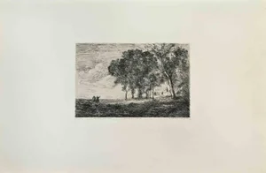 Jean-Baptiste-Camille Corot, Paysage d'Italie, Etching, 1870s