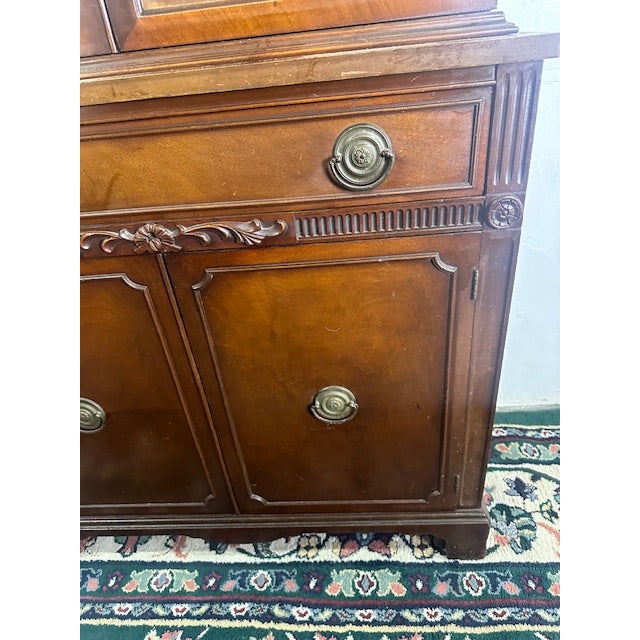 1940s Vintage Solid Wood China Cabinet For Sale - Image 9 of 9
