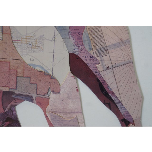 White Late 20th Century English Bulldog 3d Cut Paper Topographical Map Ephemera Collage Wall Art 25", Framed For Sale - Image 8 of 12