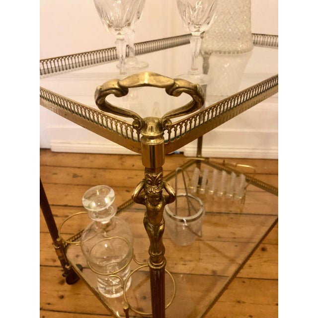 Neoclassical Tea Trolley in Brass with Angel Figurines, 1950s For Sale - Image 4 of 15