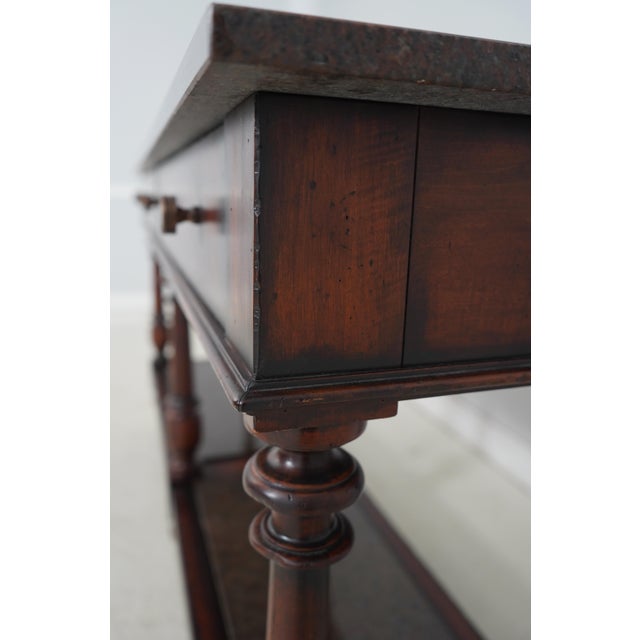 Wood Henredon Acquisitions Granite Top Console Table For Sale - Image 7 of 18