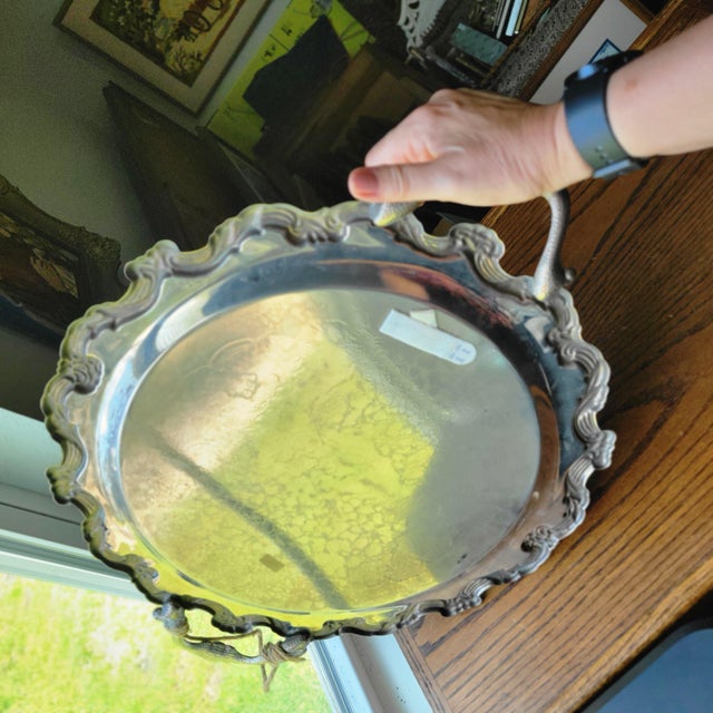 Metal Vintage Chalk Board Menu Board Silverplate Tray Platter 22" X 17" W Hanger For Sale - Image 7 of 16