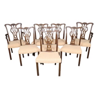 Set of 8 Custom-Made Mahogany Chippendale Style Dining Chairs For Sale