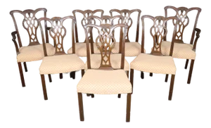 Set of 8 Custom-Made Mahogany Chippendale Style Dining Chairs